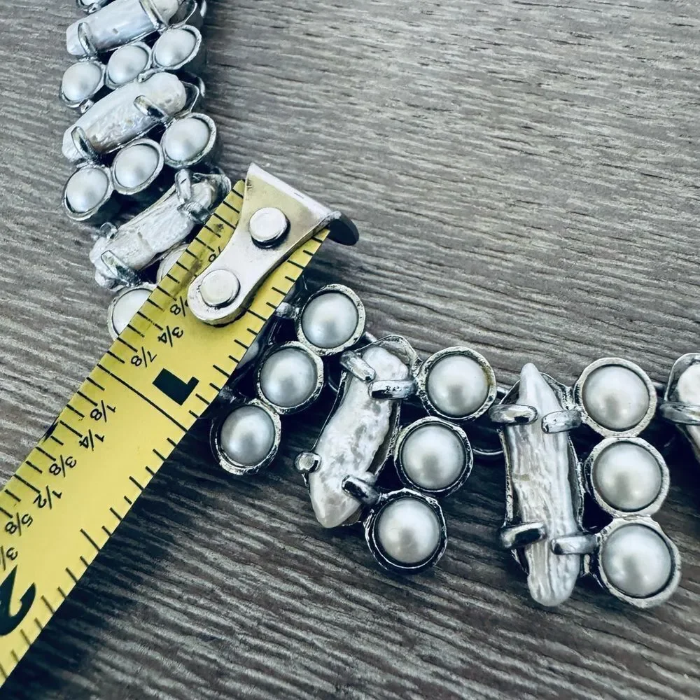 Ann Taylor Vintage Pearl Silver Collar Necklace
